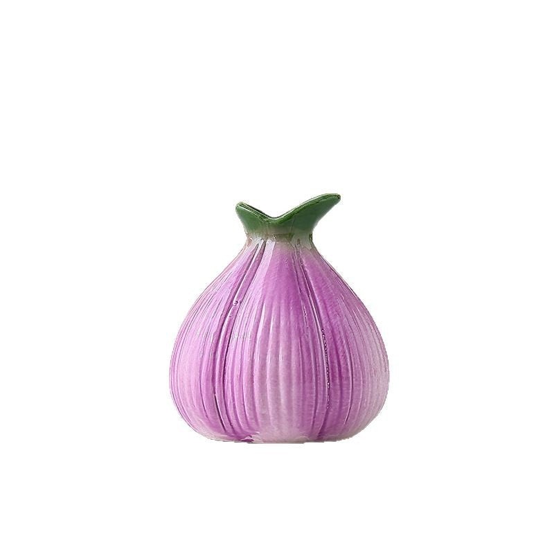 2 Pcs Purple Creative Onion-Shaped Ceramic Vase for Hydroponic Plants – Cute INS Style Floral Decor for Living Room or Office