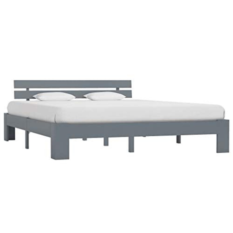 BIGTO – Struttura per letto in legno di pino massiccio, per camera da letto, stile C, colore: grigio, 160 x 200 cm