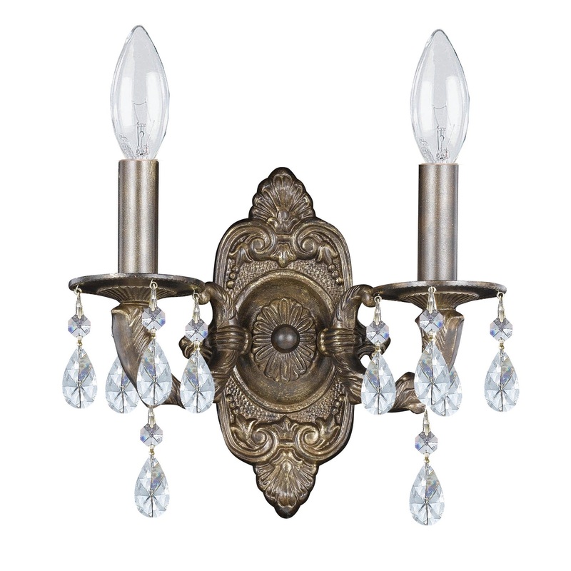 Crystorama 5022-VB-CL-MWP Paris Market Two Light Wall Sconce Venetian Bronze