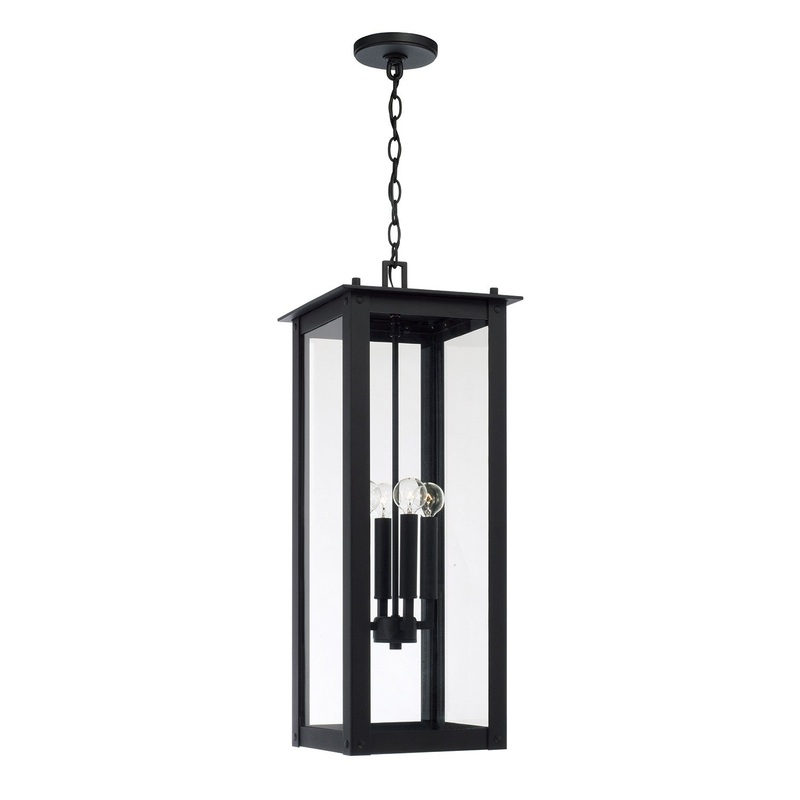 Four Light Outdoor Hanging Lantern from the Hunt Collection in Black Finish by Capital Lighting