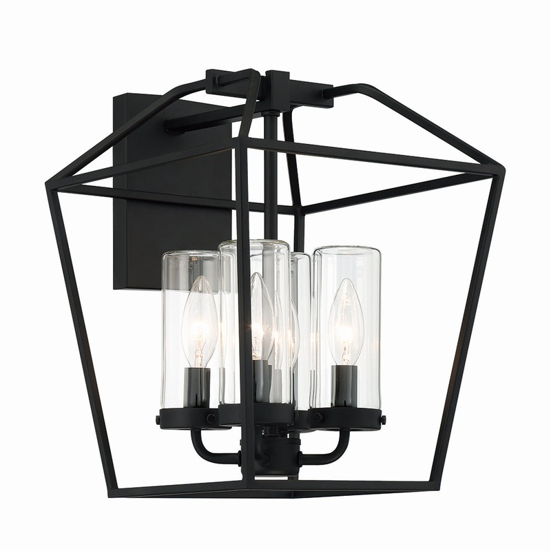 Four Light Outdoor Wall Sconce from the Bastille Collection in Satin Black Finish by Eurofase