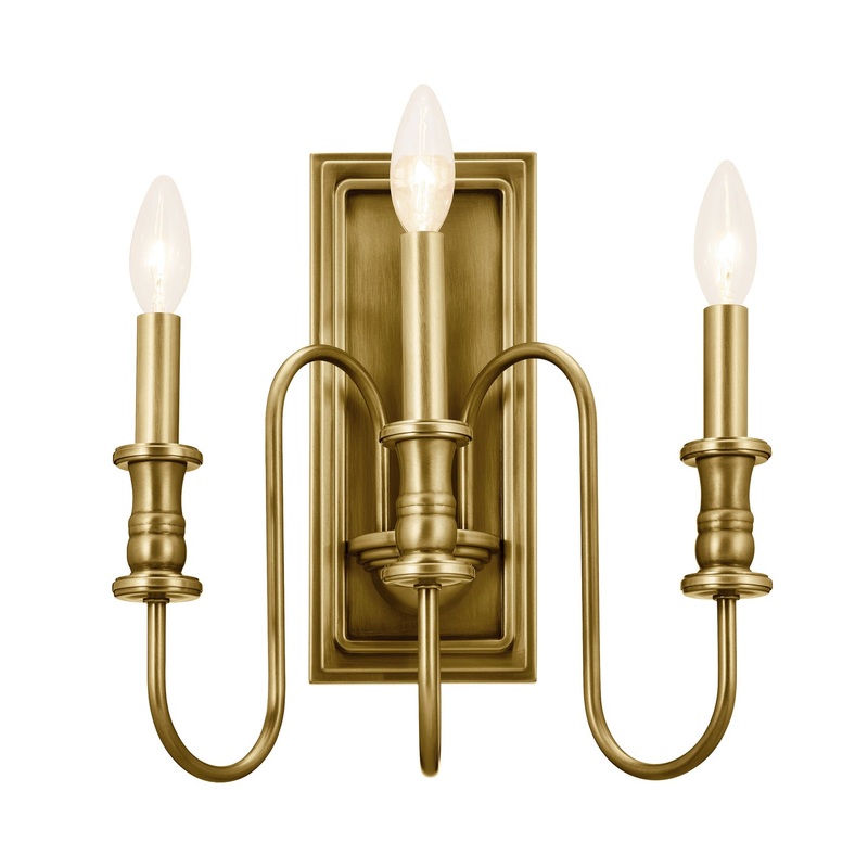 Kichler 52473NBR Three Light Wall Sconce, Natural Brass