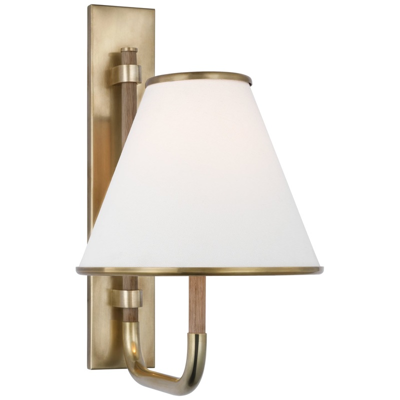 LED Wall Sconce from the Rigby Collection in Soft Brass And Natural Oak Finish by Visual Comfort Signature
