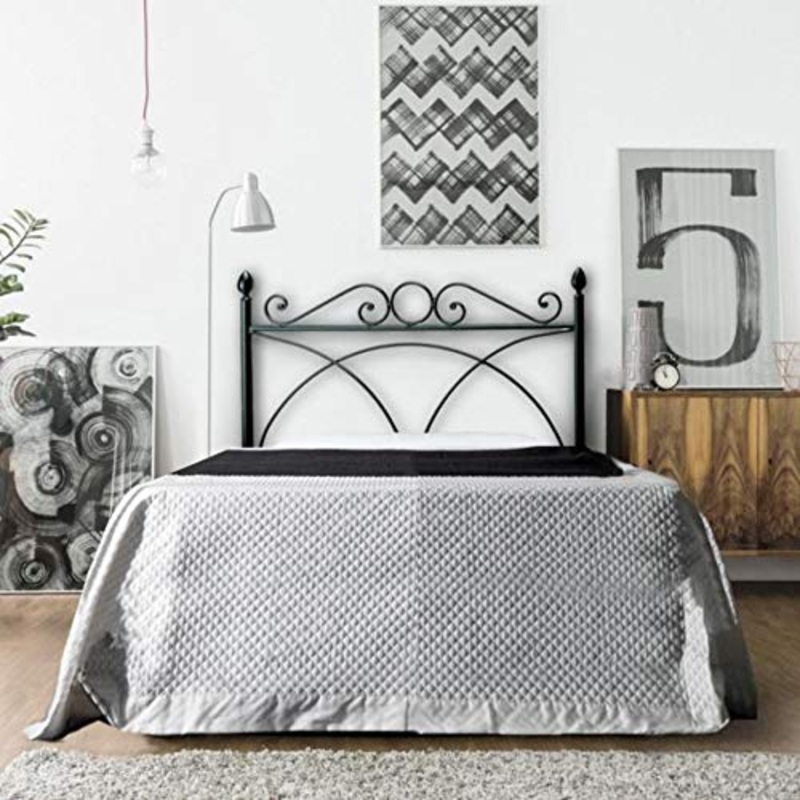 Letto AD Una Piazza E Mezza in Ferro Colore Nero Grafite con GIROLETTO Completo di Rete Ortopedica E Materasso Air Memory 120 X 190 CM. – Prodotto Made in Italy – ARR165