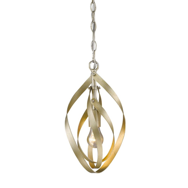 One Light Mini Pendant from the Nicolette Collection in White Gold Finish by Golden