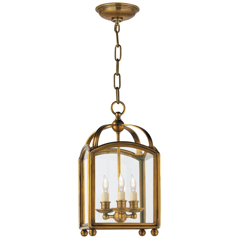 Three Light Lantern from the Arch Top Collection in Antique-Burnished Brass Finish by Visual Comfort Signature