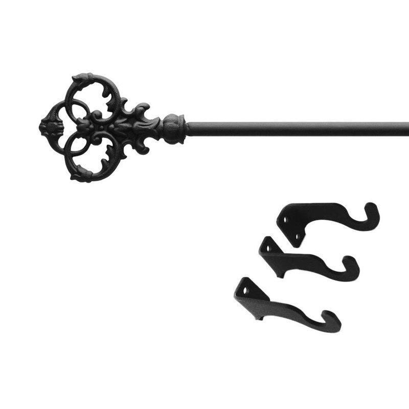 Village Wrought Iron CUR-127-60-S Victorian Curtain Rod Med (Hardware is INCLUDED)