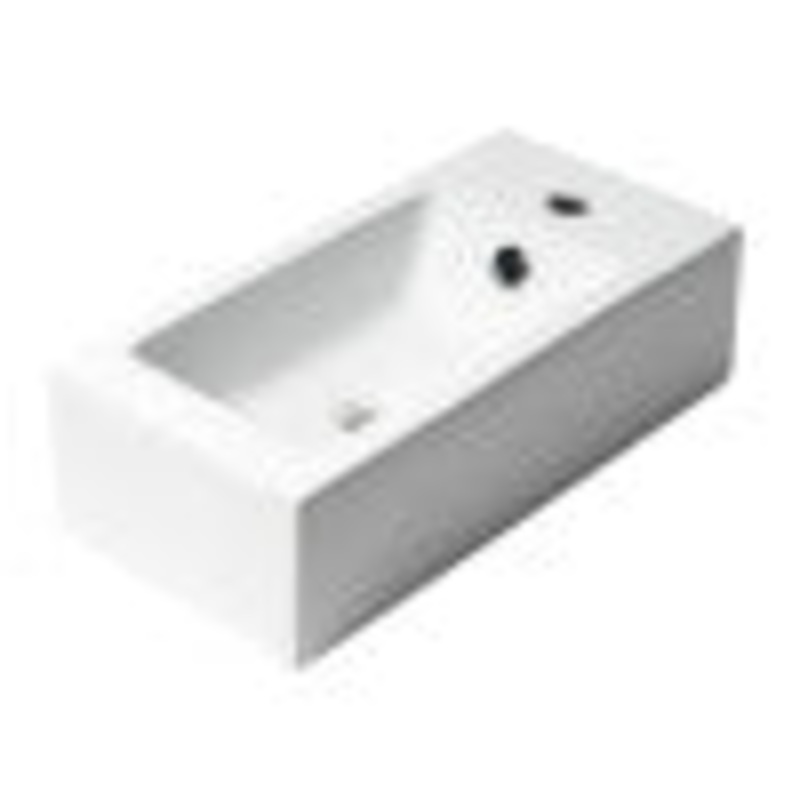 ALFI brand ABC116 White 20″ Small Rectangular Wall Mounted Ceramic Sink with Faucet Hole