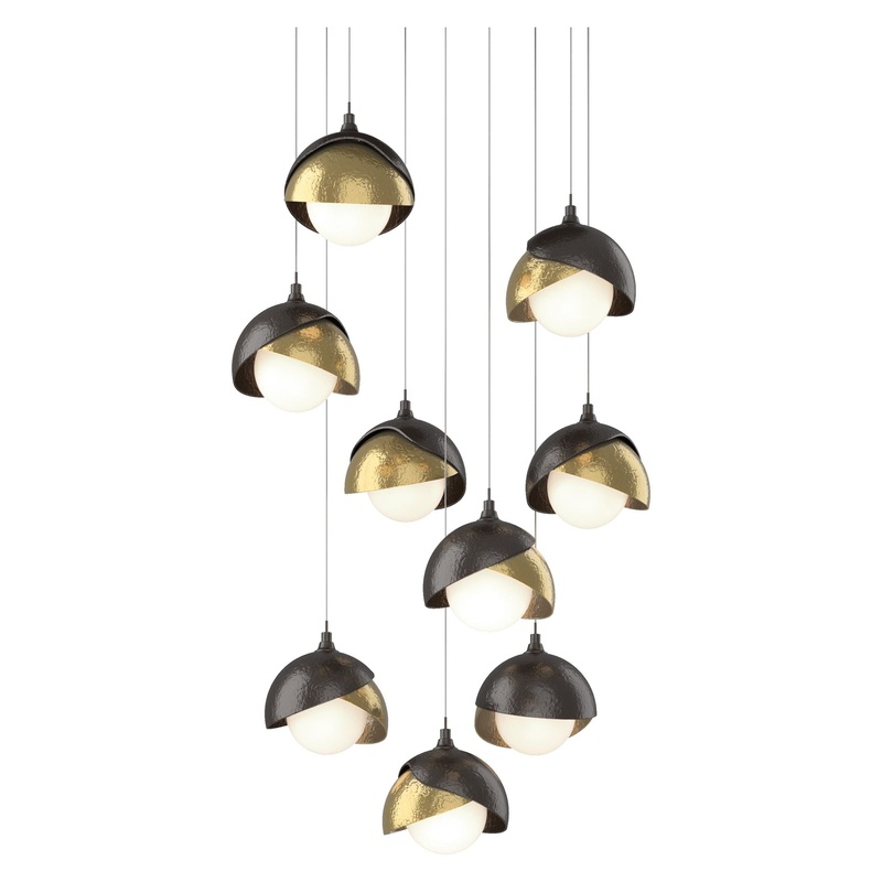 Brooklyn 9-Light Double Shade Pendant Oil Rubbed Bronze Modern Brass