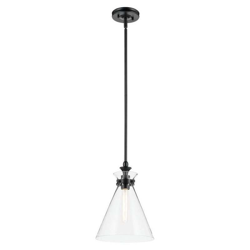 Laria 10.5″ 1-Light Pendant Black Clear Glass