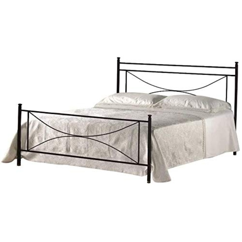 Letto 1 Piazza e Mezza, in Ferro BATTUTO, Modello Matilde, Vari Colori (Nero, Sfumature Oro)