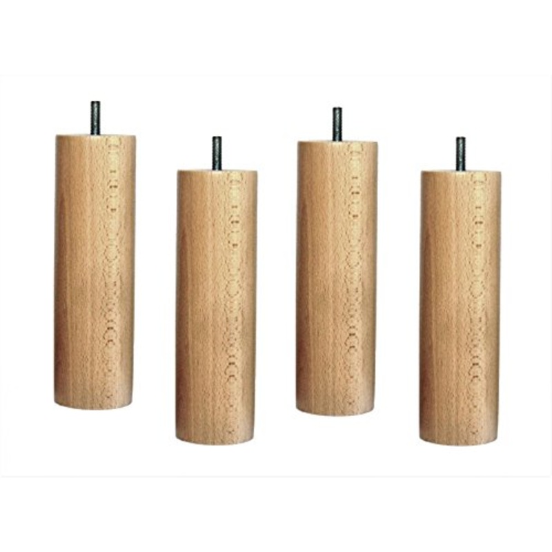 Lotto di 4 piedi di letto in legno massello, vernice naturale, altezza: 20 cm