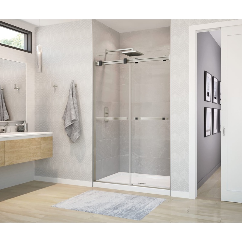 MAAX 136271-900-289-000 Duel 44-47 x 70 -74 in. 8 mm Bypass Shower Door for Alcove Installation with Clear glass in Brushed Nickel & Matte Black