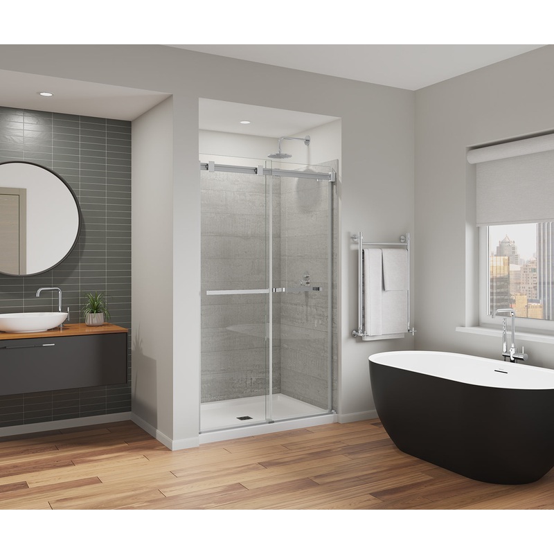 MAAX 136956-810-084-000 Duel Alto 44-47 X 78 in. 8mm Bypass Shower Door for Alcove Installation with GlassShield glass in Chrome