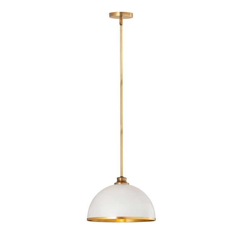 One Light Pendant from the Landry Collection in Matte White / Rubbed Brass Finish by Z-Lite