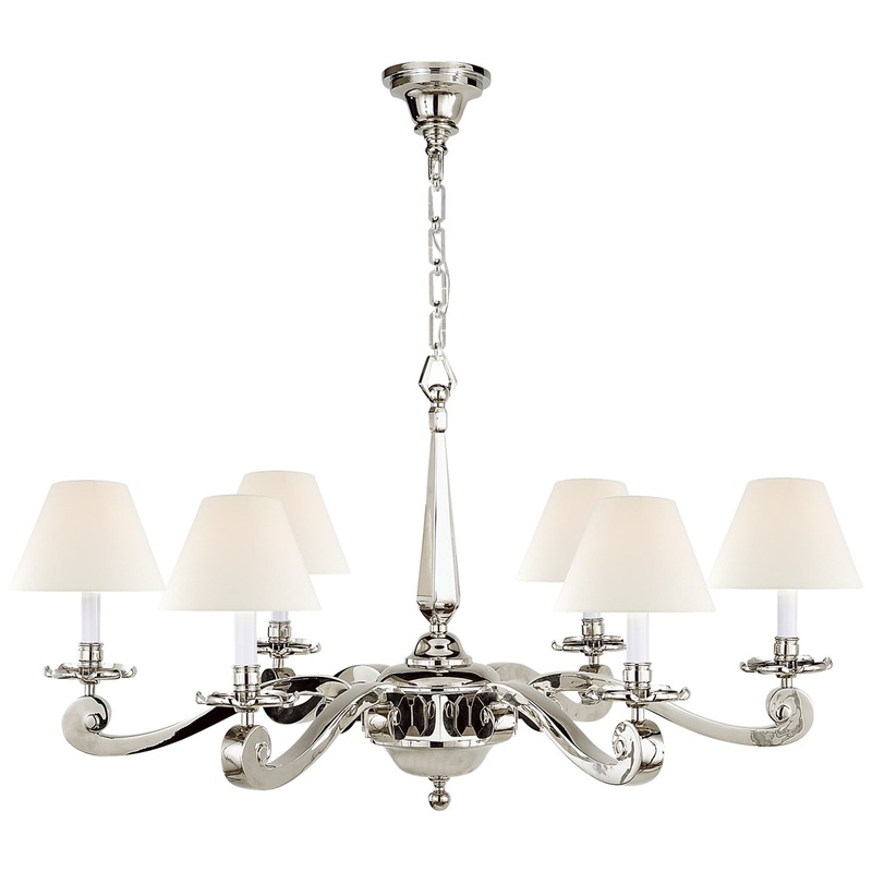 Six Light Chandelier from the Myrna Collection in Polished Nickel Finish by Visual Comfort Signature