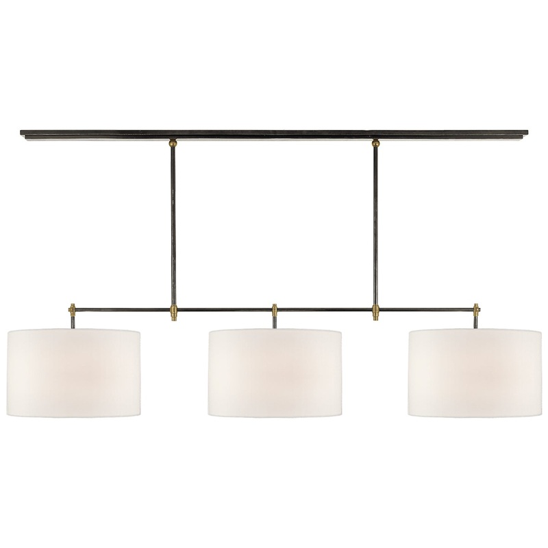 Three Light Billiard Pendant from the Bryant Collection in Bronze And Hand-Rubbed Antique Brass Finish by Visual Comfort Signature