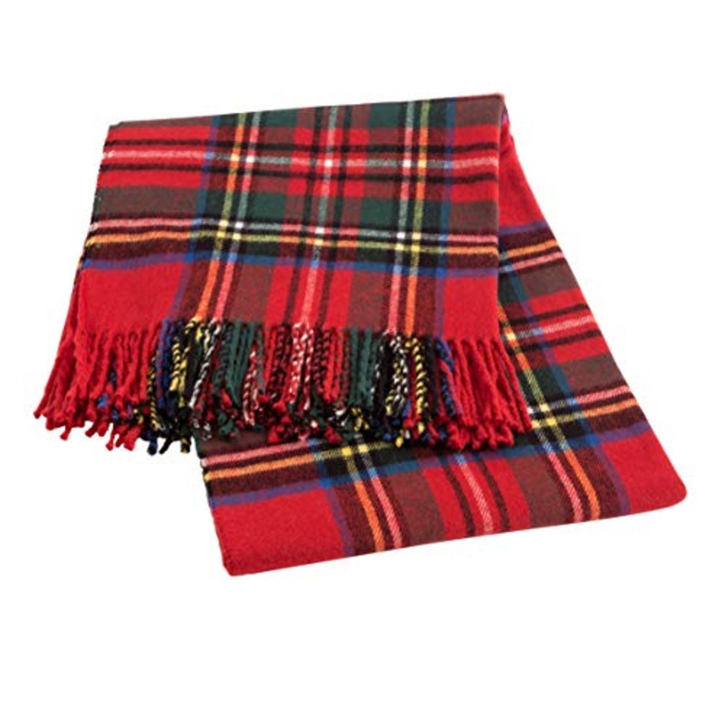 Baroni Home Plaid in Misto Cotone, Plaid Divano Scozzese Rosso, Coperta Made in Italy 130×170 cm