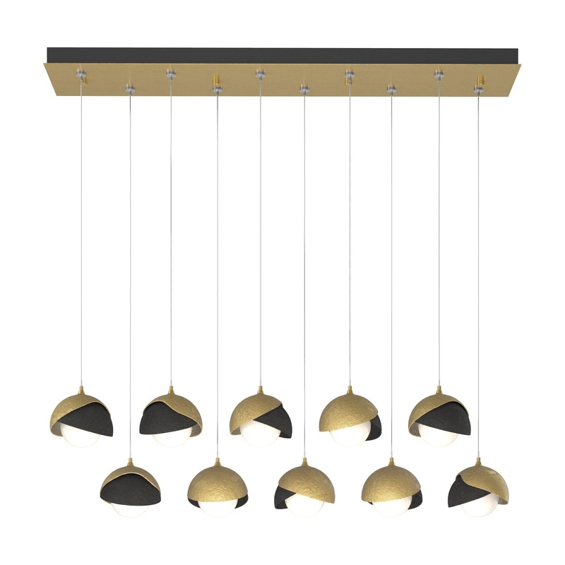 Brooklyn 10-Light Double Shade Pendant Modern Brass Black