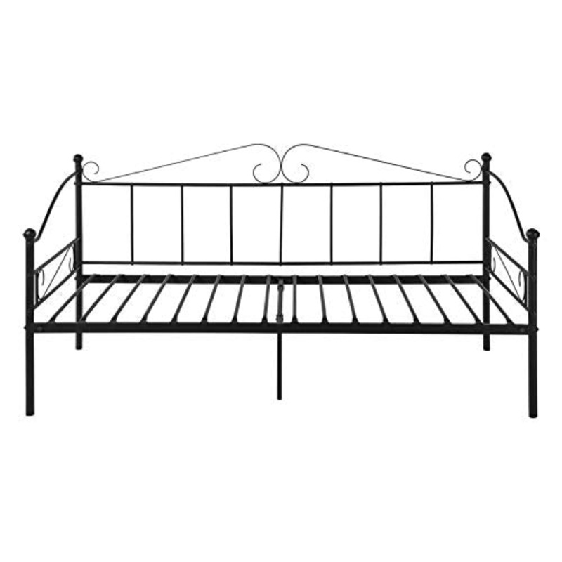EGGREE Divano Letto Singolo, Struttura Divanetto Letto in Metallo per Adulti, 90 x 190 cm – Nero