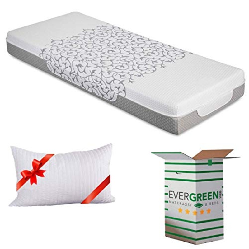EVERGREENWEB – Miglior Materasso Singolo 80×190 Alto 20 cm Memory Foam Ortopedico MASSAGGIANTE con Cuscino Letto Incluso, Rivestimento SFODERABILE Lavabile Tessuto Antiacaro Anallergico, Modello Alba