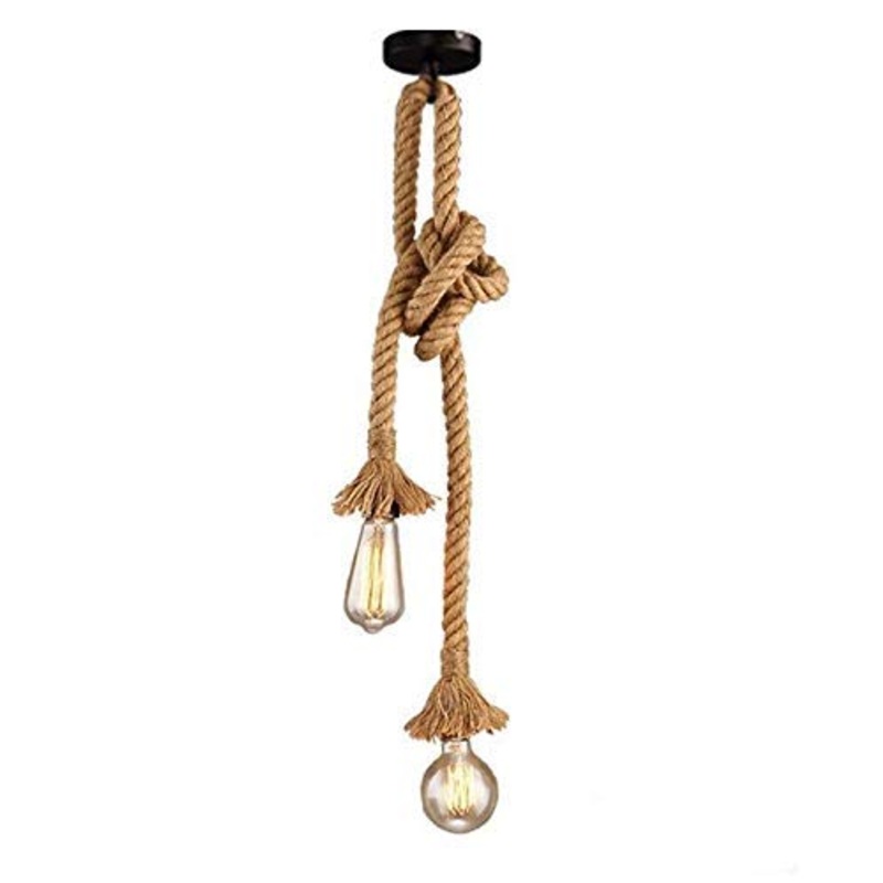 Lampada a sospensione industriale, STARRYOL luce a sospensione a doppia testa di canapa per sala da pranzo, sala, ristorante, bar, caffetteria – lunghezza 60 cm