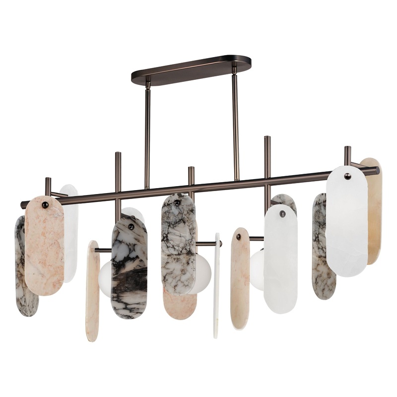Megalith 5-Light Linear LED Pendant Brushed Bronze Various Stone