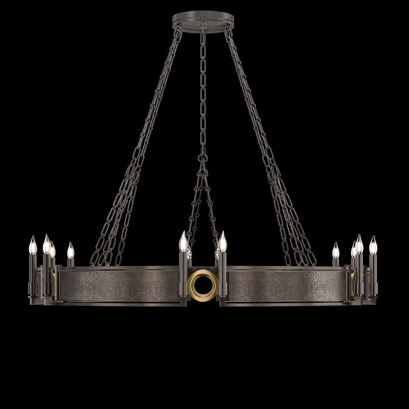 Mirage 49.75″W Round Chandelier Midnight Steel/Brass/Pebble