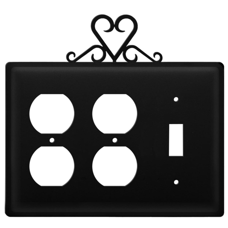 Village Wrought Iron EOOS-51 Triple Heart Double Outlet and Single Switch Cover CUSTOM Product