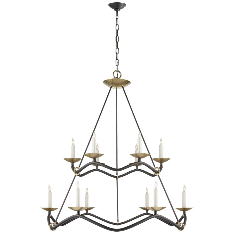12 Light Chandelier from the Choros Collection in Aged Iron Finish by Visual Comfort Signature