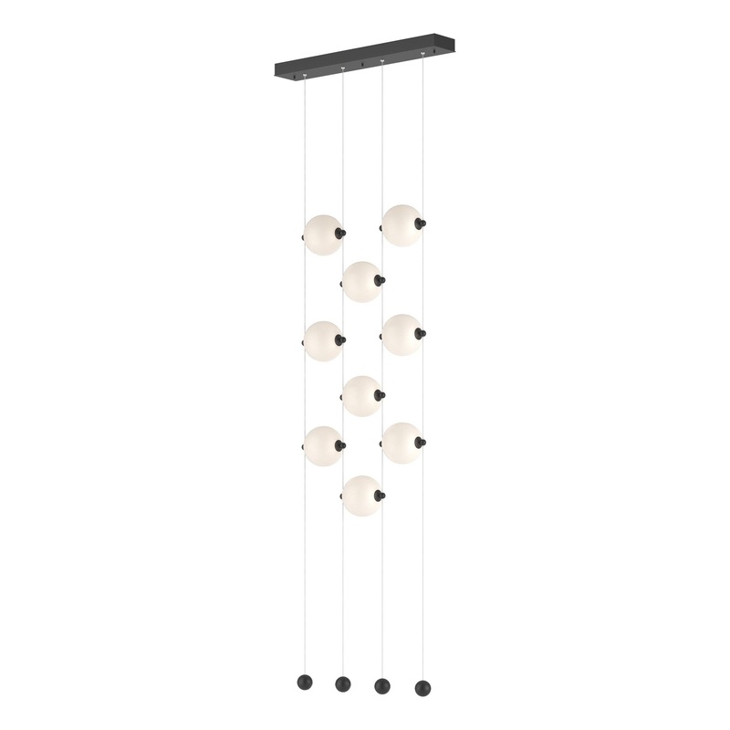 Abacus 9-Light Ceiling-to-Floor LED Pendant Black Opal Glass (GG)