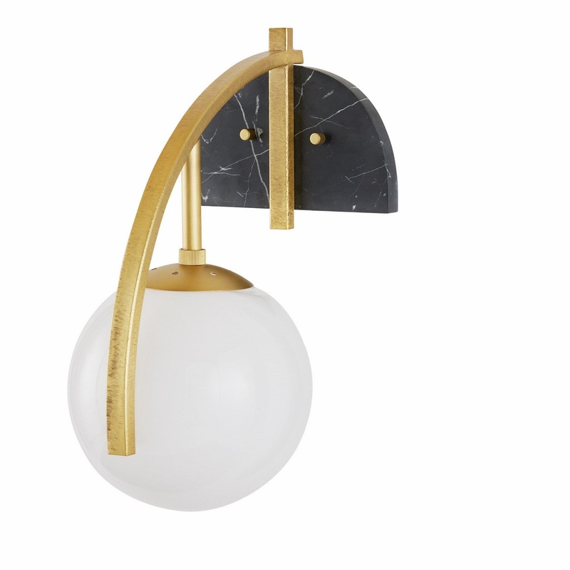 Arteriors DWC36 Dipper One Light Wall Sconce Opal/Antique Brass/Black