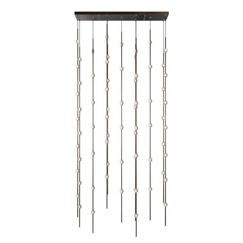 Constellation Andromeda 36″ Rectangle LED Pendant Espresso Black with Clear Faceted Acrylic 2700K 20′ Adjustable Cord