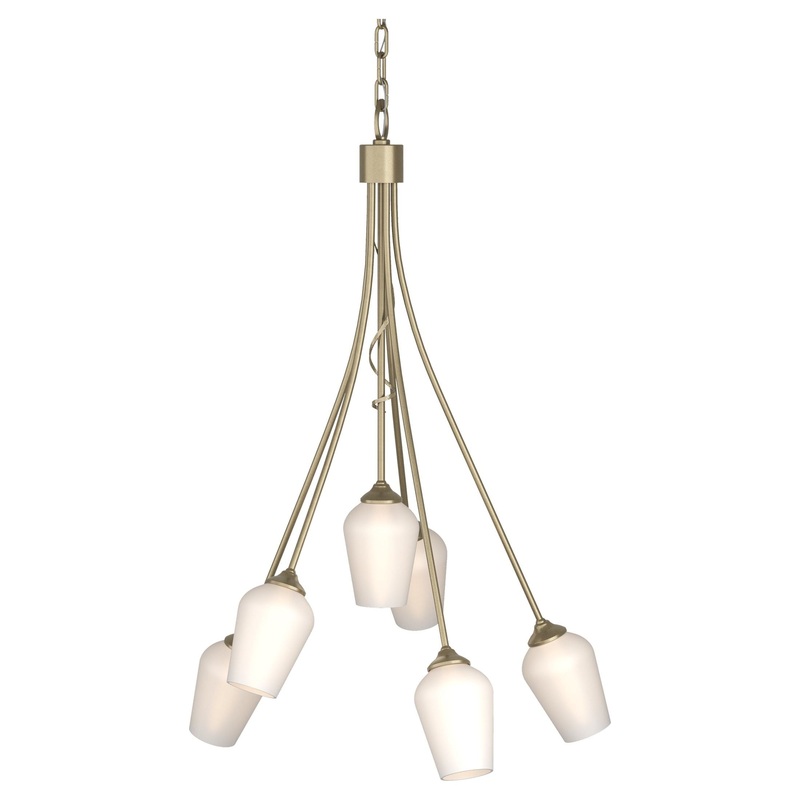 Flora 6-Arm Chandelier Soft Gold Opal Glass (GG)