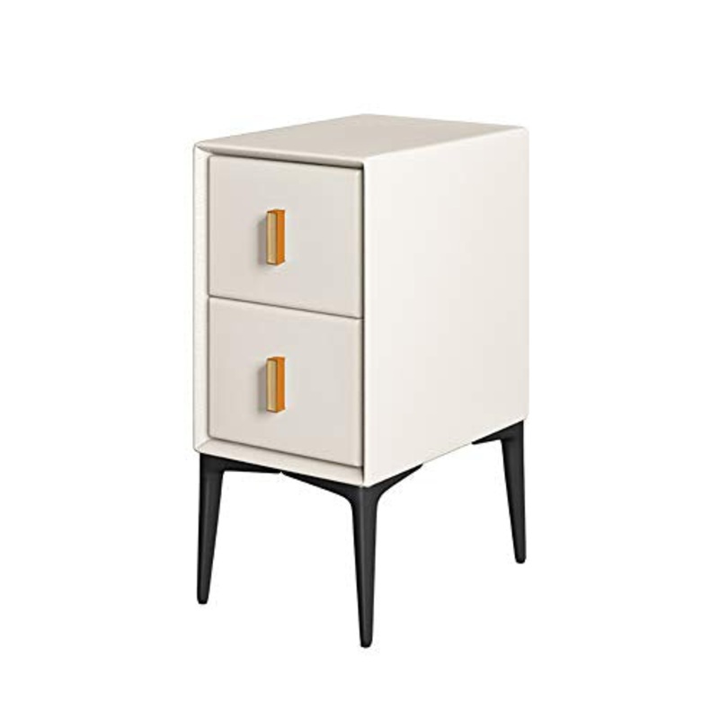 JKGHK Comodino in Legno Massello con 2 Cassetti, Tavolino Laterale Piccolo con Portaoggetti, Schedario, Ripiani per Archiviazione per Ufficio in Casa,Beige