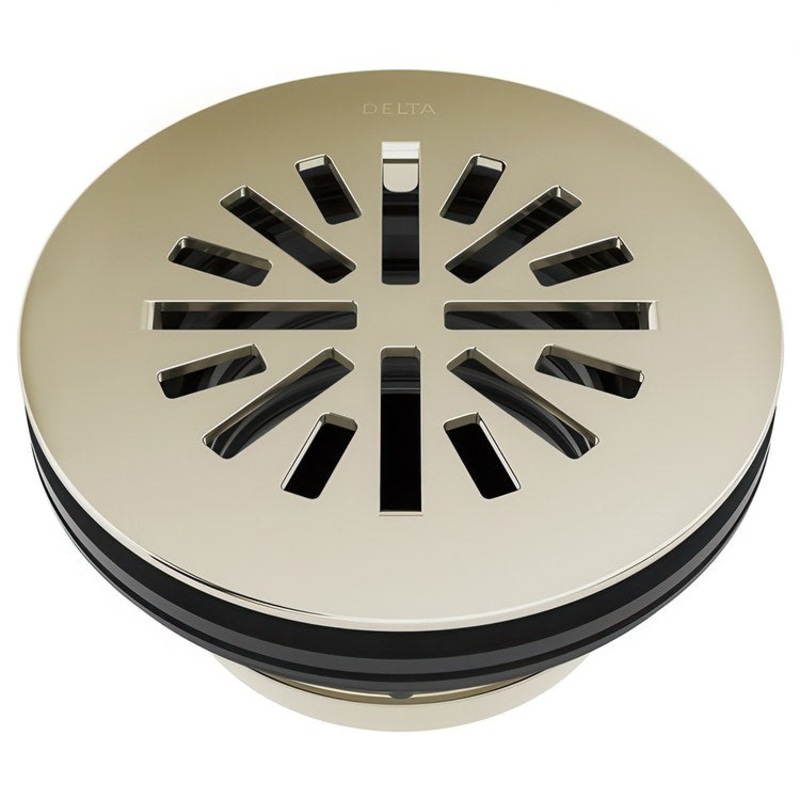 Shower Drain Prefab Round 4 Inch Brilliance Polished Nickel Brass