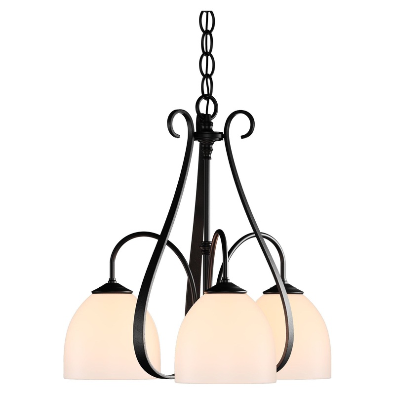 Sweeping Taper 3-Arm Chandelier Black Opal Glass (GG)