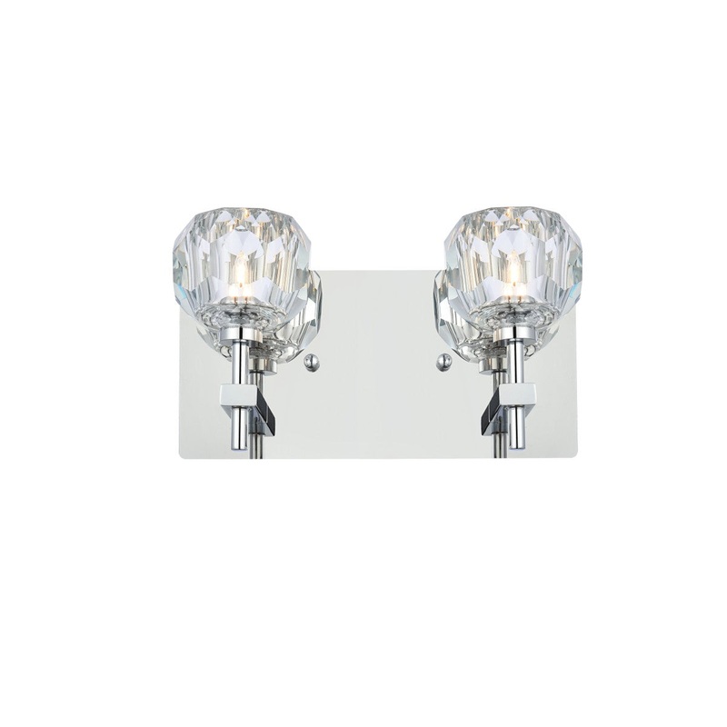 Two Light Wall Sconce from the Graham Collection in Chrome And Clear Finish by Elegant Lighting