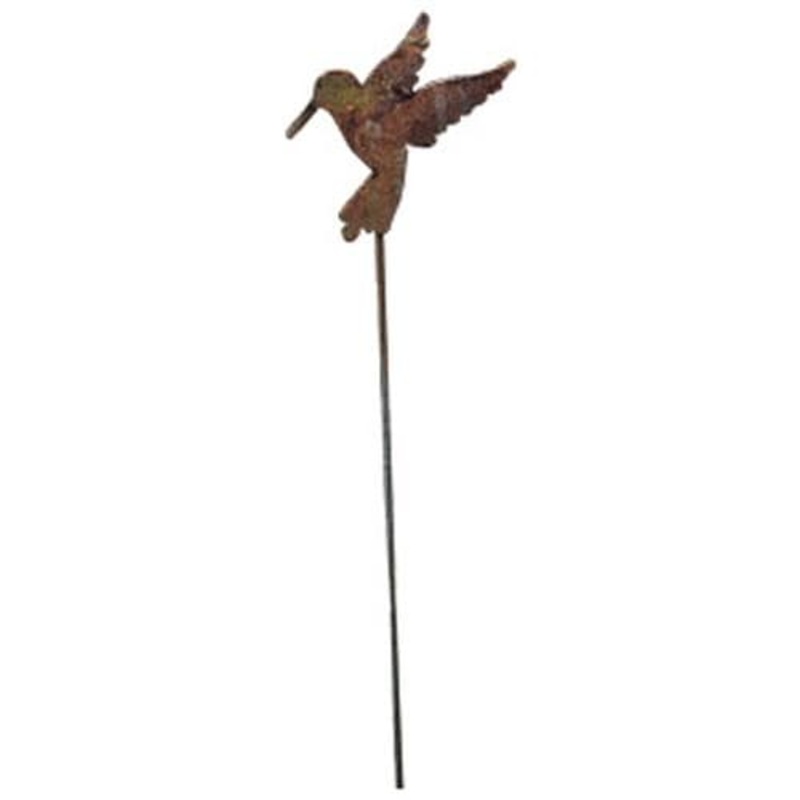 Village Wrought Iron RGS-33 Hummingbird Rusted Garden Stake
