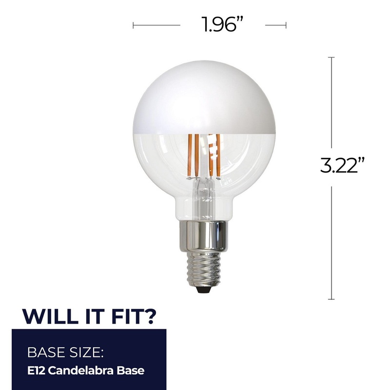 2.5 Watt G16 Half White, 200  Lumens, E12 base, 120 Volt Light Bulb by Bulbrite