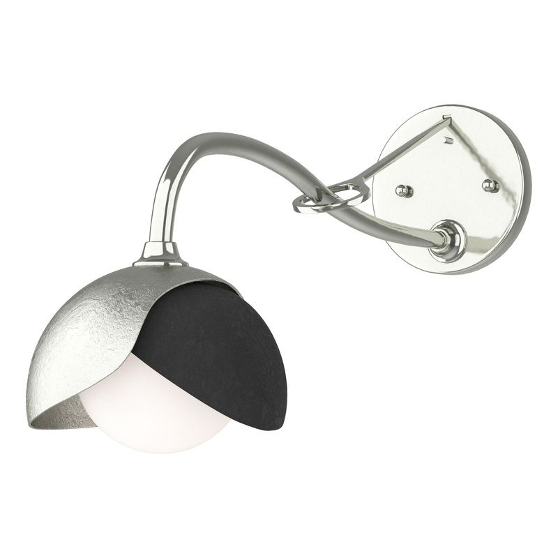 Brooklyn 1-Light Double Shade Long-Arm Sconce Sterling Black