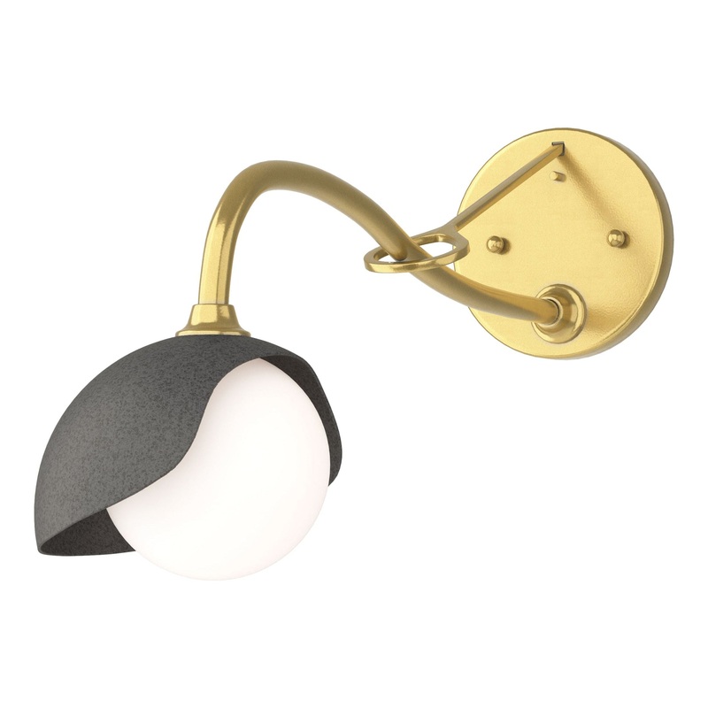 Brooklyn 1-Light Single Shade Long-Arm Sconce Modern Brass Natural Iron