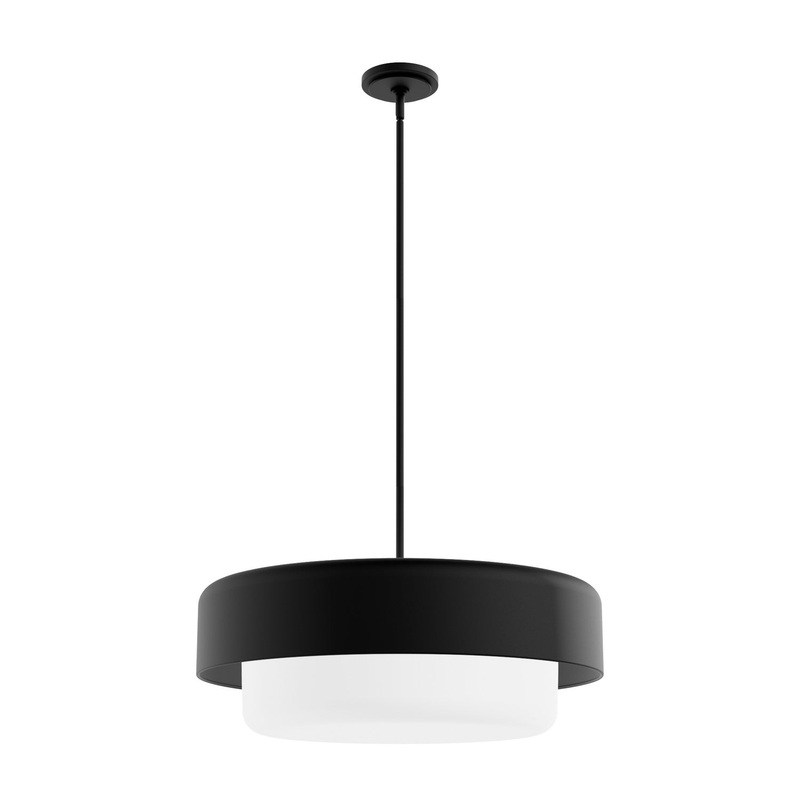 Four Light Pendant from the Station Collection in Natural Black Iron Finish by Hunter