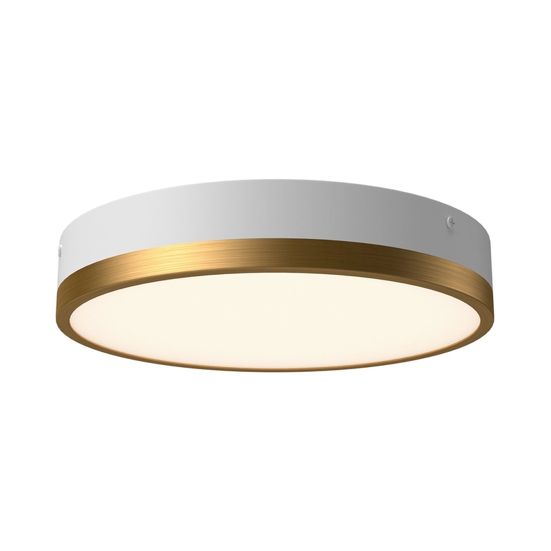 LED Flush Mount from the Adelaide Collection in Aged Gold/White Finish by Alora