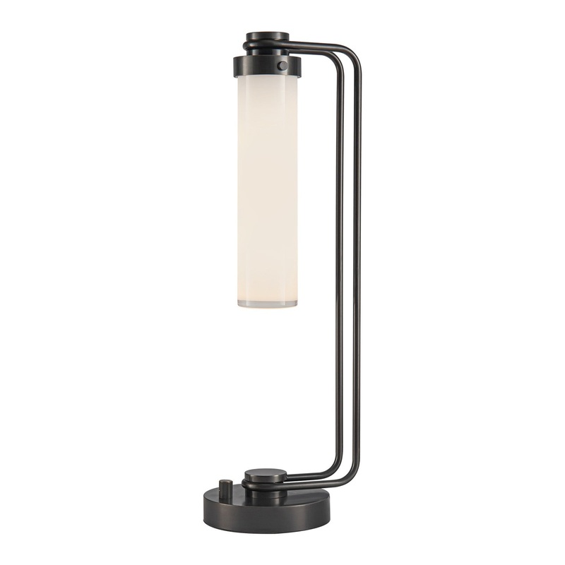 One Light Table Lamp from the Wynwood Collection in Urban Bronze/Glossy Opal Glass Finish by Alora