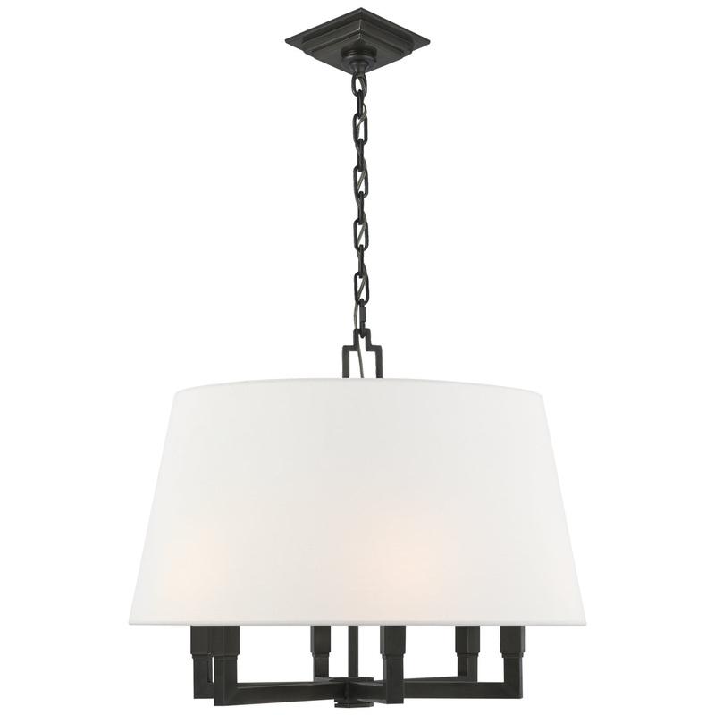 Six Light Hanging Lantern from the Square Tube Collection in Bronze Finish by Visual Comfort Signature