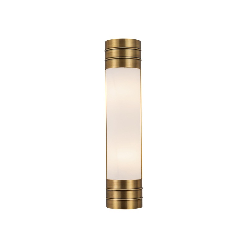Two Light Vanity from the Willard Collection in Vintage Brass/Matte Opal Glass Finish by Alora