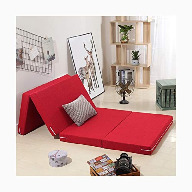 YANGLY 10 Centimetri di Spessore Multifunzionale Materasso Pieghevole Fold 4 Materasso for Pausa Pranzo Mats, Mats Gioco, Tatami, Letti A Castello (Color : Red, Size : 39x79inch)