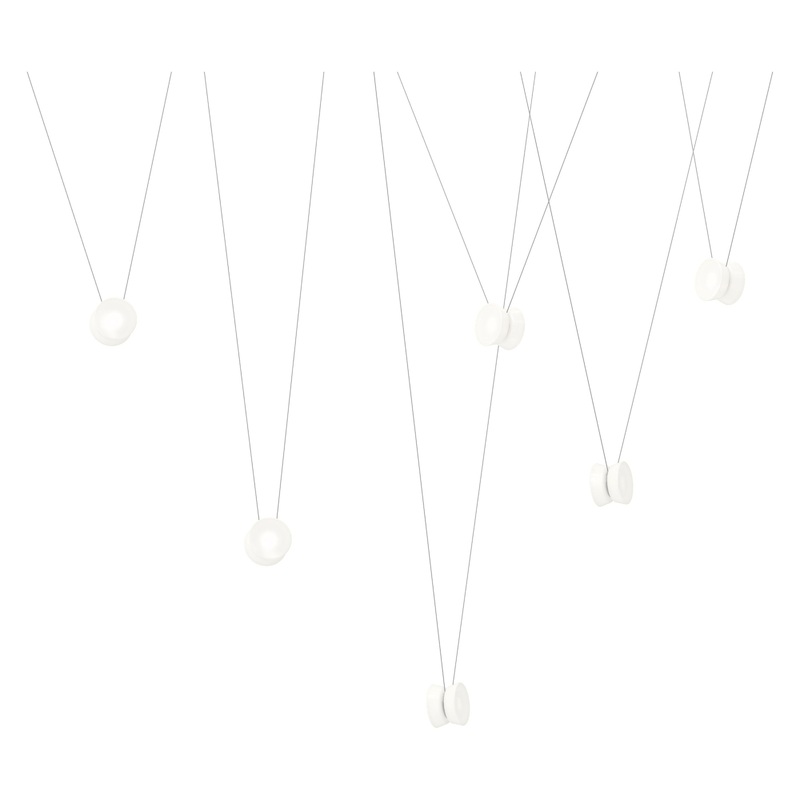 Yo 6-Luminaire Configuration Natural Anodized with White Shade