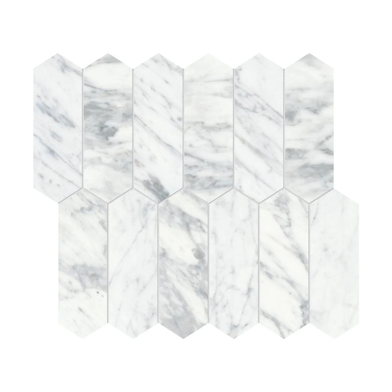 2″ x 6″ Virtue Bianco Picket Honed Marble Mosaic 1 Sheet = .87 Sqft 2″ x 6″